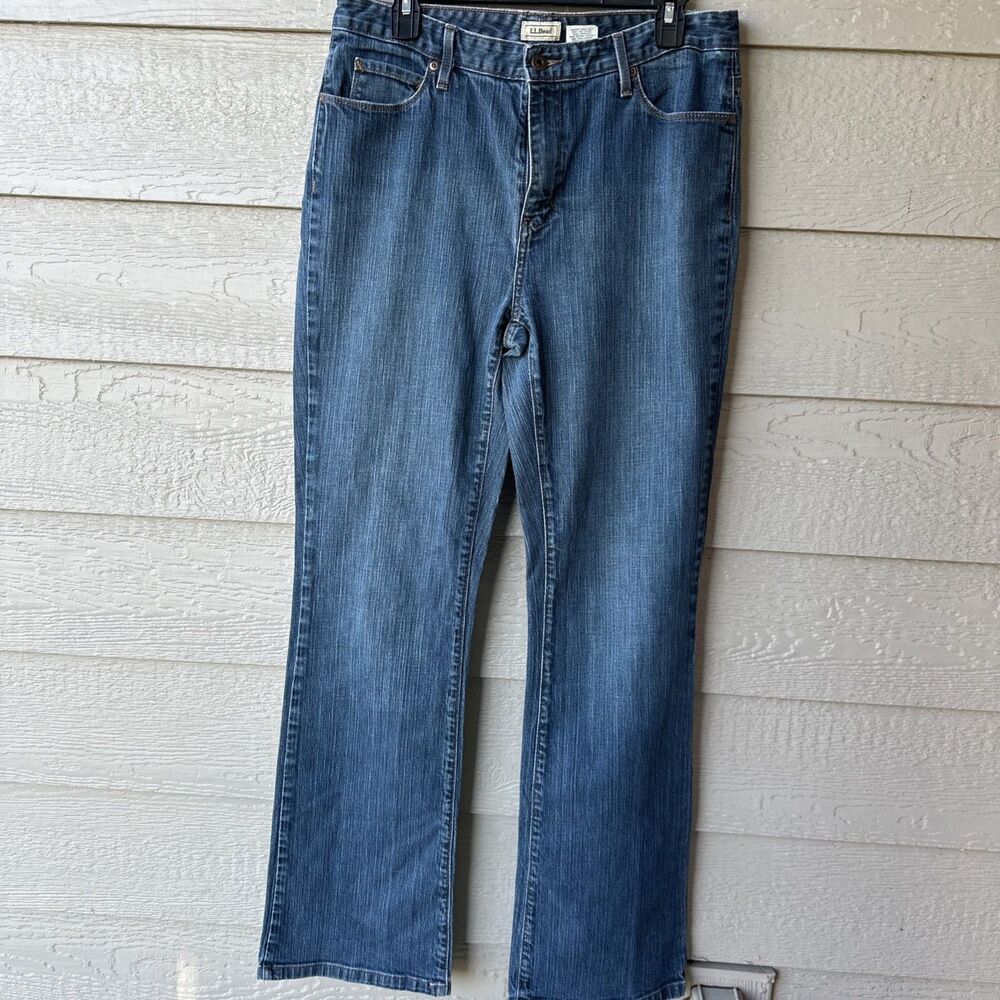 L.L.Bean Womens 12 Tall Blue Medium Wash High Rise Bootcut Stretch ODCC3